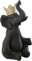 J-Line Elefantenfigur Skulptur mit Krone, Schwarz/Gold,...
