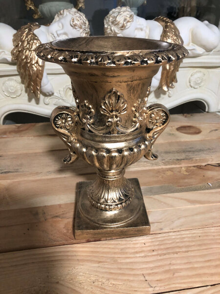 Barock Vase Schale Blumenvasen Landhaus Rund Antik Gold W29