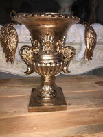 Barock Vase Schale Blumenvasen Landhaus Rund Antik Gold W29