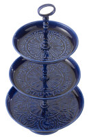 J-Line schöne Etagere Gebäckplatte Eisen Blau H 56 cm