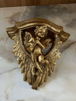 Schöne Wandkonsole mit Engel  Barock Antik  Gold Länge 21 cm Breite 24 cm