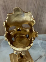 Edel Eleganter Totenkopf mit Hand Kerzenständer Teelicht in Gold 28 cm Nr 102