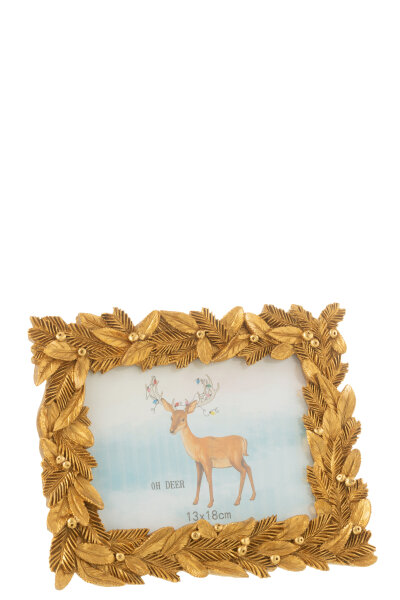 J-Line Foto Bilder RAHMEN BLÄTTER POLY GOLD 13 x18 cm