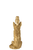 J-Line Deko-Figur Fuchs mit Eule, Polyresin, Goldfarben, 28 cm Höhe