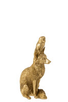 J-Line Deko-Figur Fuchs mit Eule, Polyresin, Goldfarben, 28 cm Höhe