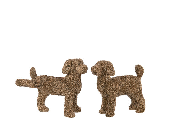 J-Line Dekorative Hundefiguren Set, 22 cm Höhe, Polyresin Gold, 2 Stück