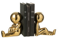 Dekorative Buchstützen Set, Steingut, Goldfarben, 17,5 x 11 x 17 cm, 2 Stück