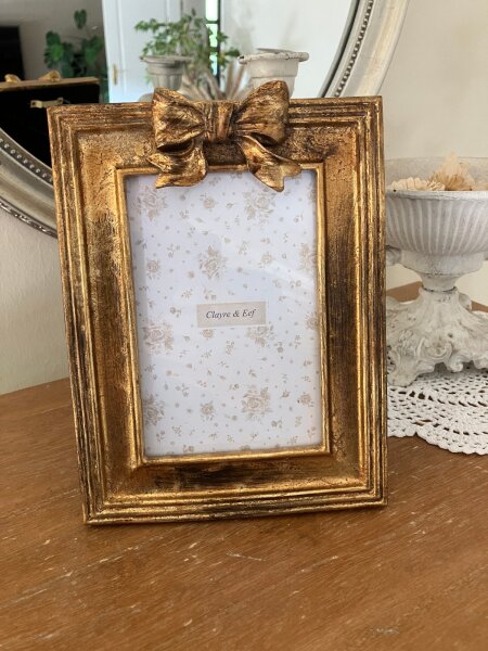 Edel Goldiger Bilderrahmen Foto Rahmen  Schleife Barock 10x15  Gold Antik 344