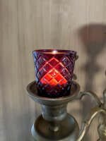 Kerzenglas Glasaufsatz Rot Raute KRÖMER Teelicht Kerzenständer Edel Angebot