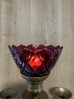 XXL Kerzenglas Glasaufsatz Fiori Rot  KRÖMER Teelicht Kerzenständer Leuchter