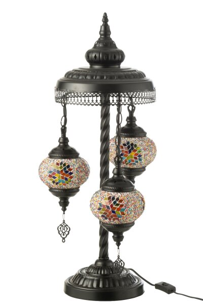 J-Line Tischlampe Mosaik 3 Lampen Glas/Metall Orange