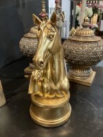 Edel Pferdekopfstatue 26,5 cm Designe Goldfarbig H 26,5 cm