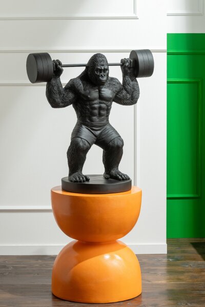 J-Line Gorilla Hanteln Stemmen Polyresin Schwarzfarben H 25,5 cm