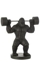 J-Line Gorilla Hanteln Stemmen Polyresin Schwarzfarben H 25,5 cm