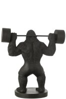 J-Line Gorilla Hanteln Stemmen Polyresin Schwarzfarben H 25,5 cm