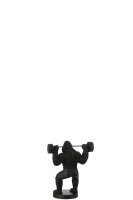 J-Line Gorilla Hanteln Stemmen Polyresin Schwarzfarben H 25,5 cm