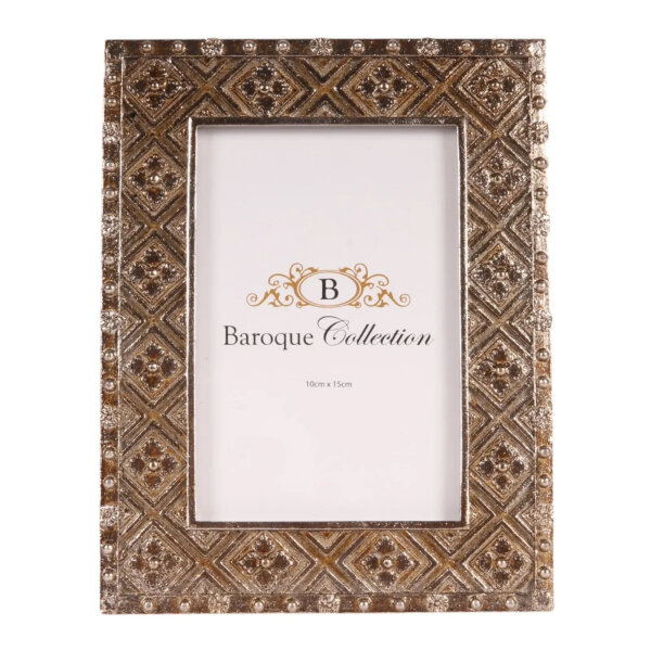 Dekorativer-Fotorahmen 15 x 10 cm – Siber/Gold Designe Kunstharz