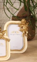 Engel-Fotorahmen 15 x 10 cm – Creme/Gold Kunstharz Querformat