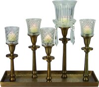 Krömer Alu Leuchter 5 er Tablett Gold Antik Kerzentablett Modern