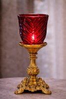 NEW  Kerzenglas Glasaufsatz Venice Rot KRÖMER...