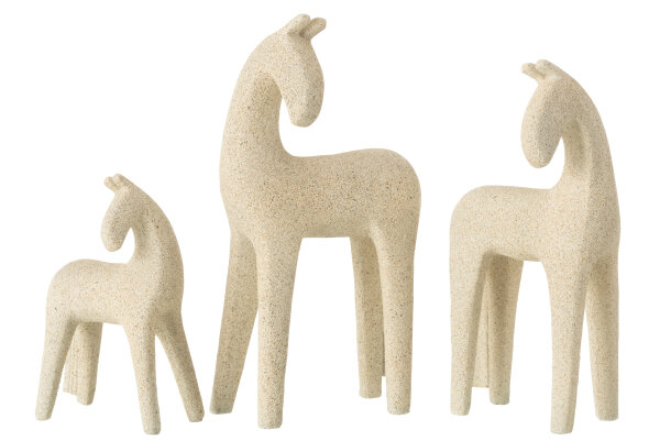 J-Line Set VON 3 PFERDEN MODERN Resin BEIGE