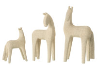 J-Line Set VON 3 PFERDEN MODERN Resin BEIGE