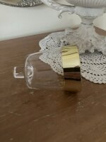 Kerzenglas Glasaufsatz Klar u. Gold KRÖMER Teelicht für Kerzenständer Edel