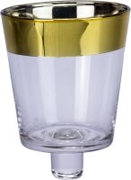 Kerzenglas Glasaufsatz Klar u. Gold KRÖMER Teelicht...