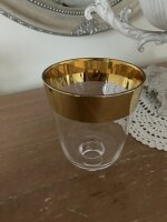 Kerzenglas Glasaufsatz Klar u. Gold KRÖMER Teelicht Kerzenständer Edel