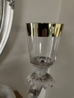 Kerzenglas Glasaufsatz Klar u. Gold KRÖMER Teelicht Kerzenständer Edel