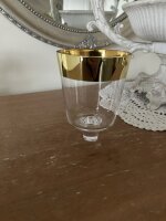 Kerzenglas Glasaufsatz Klar u. Gold KRÖMER Teelicht Kerzenständer Edel