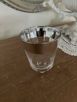 Kerzenglas Glasaufsatz Klar u. Silber KRÖMER Teelicht Kerzenständer Edel