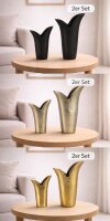 Krömer Alu Guss-Vasen Aluguss Tulip massiv  Antik Gold Schwarz Silber 10u.13cm