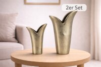 Krömer Alu Guss-Vasen Aluguss Tulip massiv  Antik Gold Schwarz Silber 10u.13cm