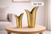 Krömer Alu Guss-Vasen Aluguss Tulip massiv  Antik Gold Schwarz Silber 10u.13cm