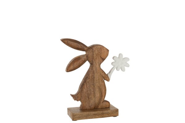 J-Line Hase Ostern Figur Skulptur Holz Metall Weiss Modern Trends H20cm