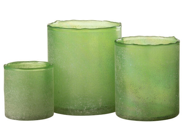 Set VON 3 TEELICHTHALTERN Ruby Glas GRÜN