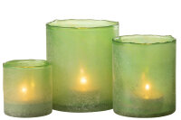 Set VON 3 TEELICHTHALTERN Ruby Glas GRÜN