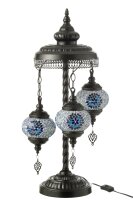 J-Line Tischlampe Mosaik 3 Lampen Glas/Metall Blau