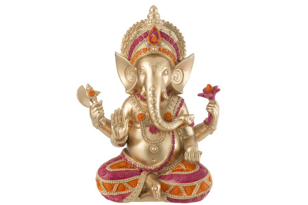J-Line Ganesha SITZEND Poy Gold H 28 cm
