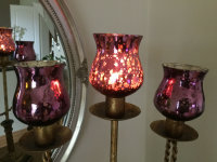Kerzenglas Glasaufsatz Lila Pink "Bauernsilber"...