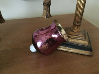 Kerzenglas Glasaufsatz Lila Pink "Bauernsilber" Teelicht Kerzenständeraufsatz