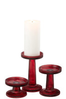 J-Line Set Von 3 Kerzenhaltern Nelly Glas Kirschrot