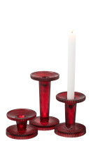 J-Line Set Von 3 Kerzenhaltern Nelly Glas Kirschrot