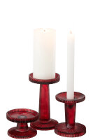 J-Line Set Von 3 Kerzenhaltern Nelly Glas Kirschrot