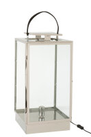 J-Line LATERNE LAMPE METALL/GLAS SILBER Höhe 76 cm