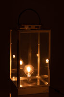 J-Line LATERNE LAMPE METALL/GLAS SILBER Höhe 76 cm