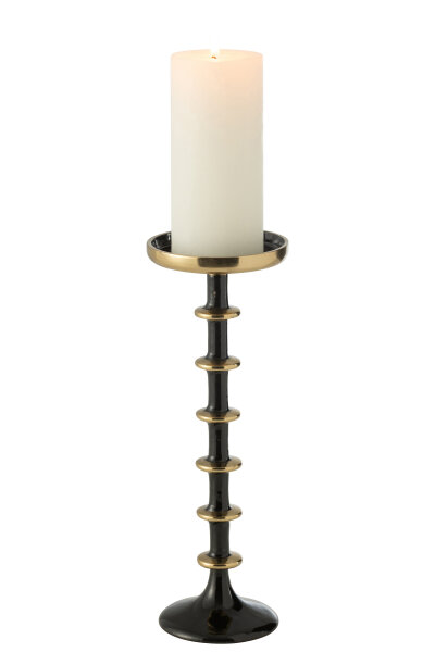 KERZENHALTER Kugel Metall SCHWARZ/Gold H 30 cm