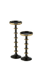 KERZENHALTER Kugel Metall SCHWARZ/Gold H 30 cm