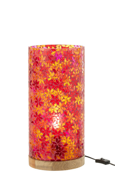 J-Line LAMPE BLUMEN MOSAIK GLAS ROSA H 45,5 cm